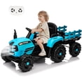 thumbnail image 3 of Xuanlur 24V Powered Ride on Tractor, 24 Volt Ride on Toys Car for Kids with Trailer, Max 5Mph, Remote Control, Music Player, Bluetooth, LED Light, 400W Power Car Wheels-Blue, 3 of 7