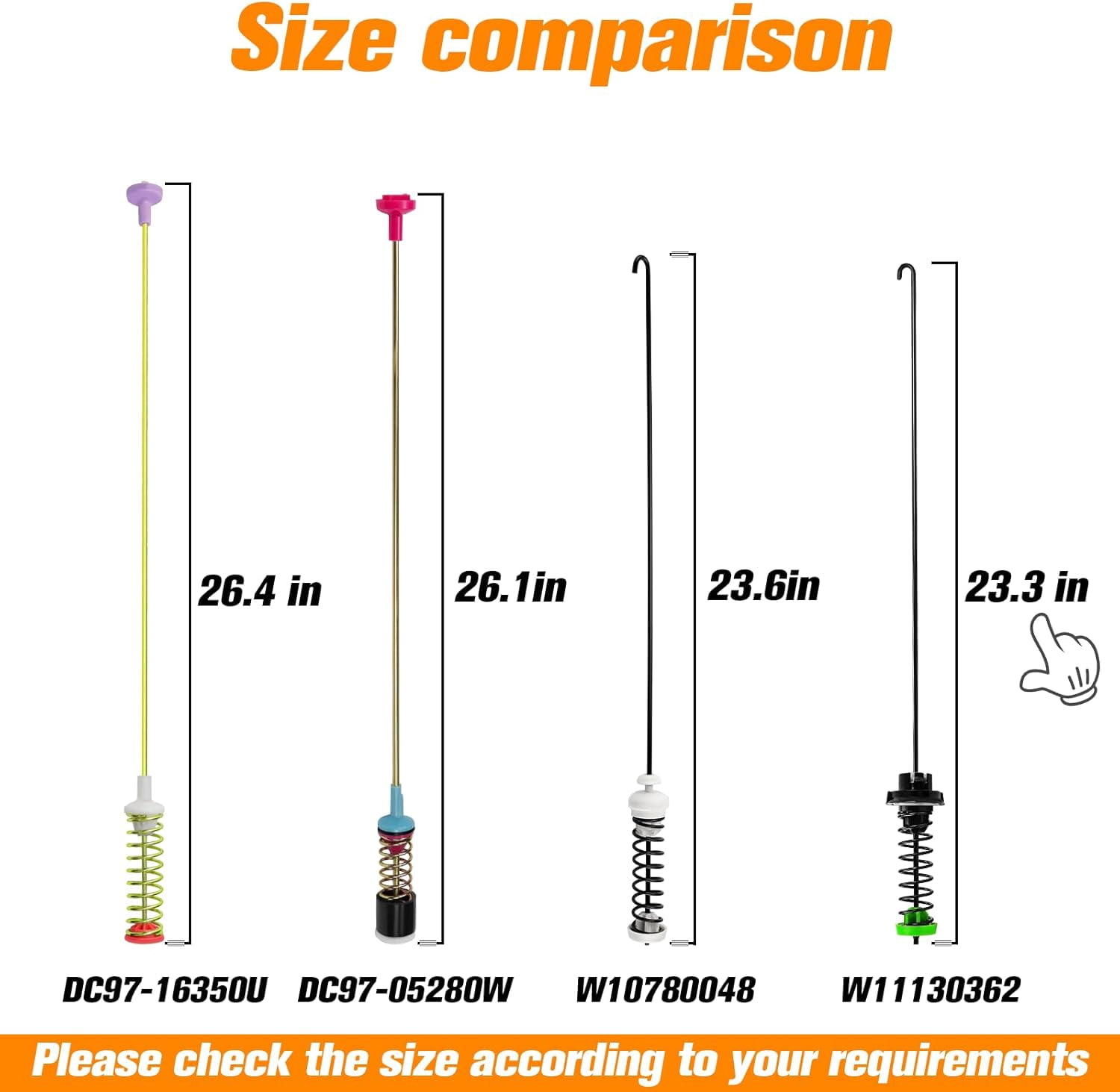 W11130362 Washer Suspension Rod Kit Replacement Part Compatible with Whirlpool Maytag Kenmore WTW5000DW0, WTW5000DW2, MVWC565FW0, 11022352510 Washing Machines, Replaces AP6262443 W11228718