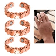 3 Pure Solid Copper Ring Healing Magnetic Arthritis Joint Pain Relief Adjustable