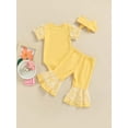 thumbnail image 4 of Honganda Baby Romper Suit Daisy Printed Mesh Romper + Flared Pants + Headband, 4 of 9