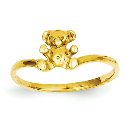 14k Yellow Gold Childs Polished Teddy Bear Ring