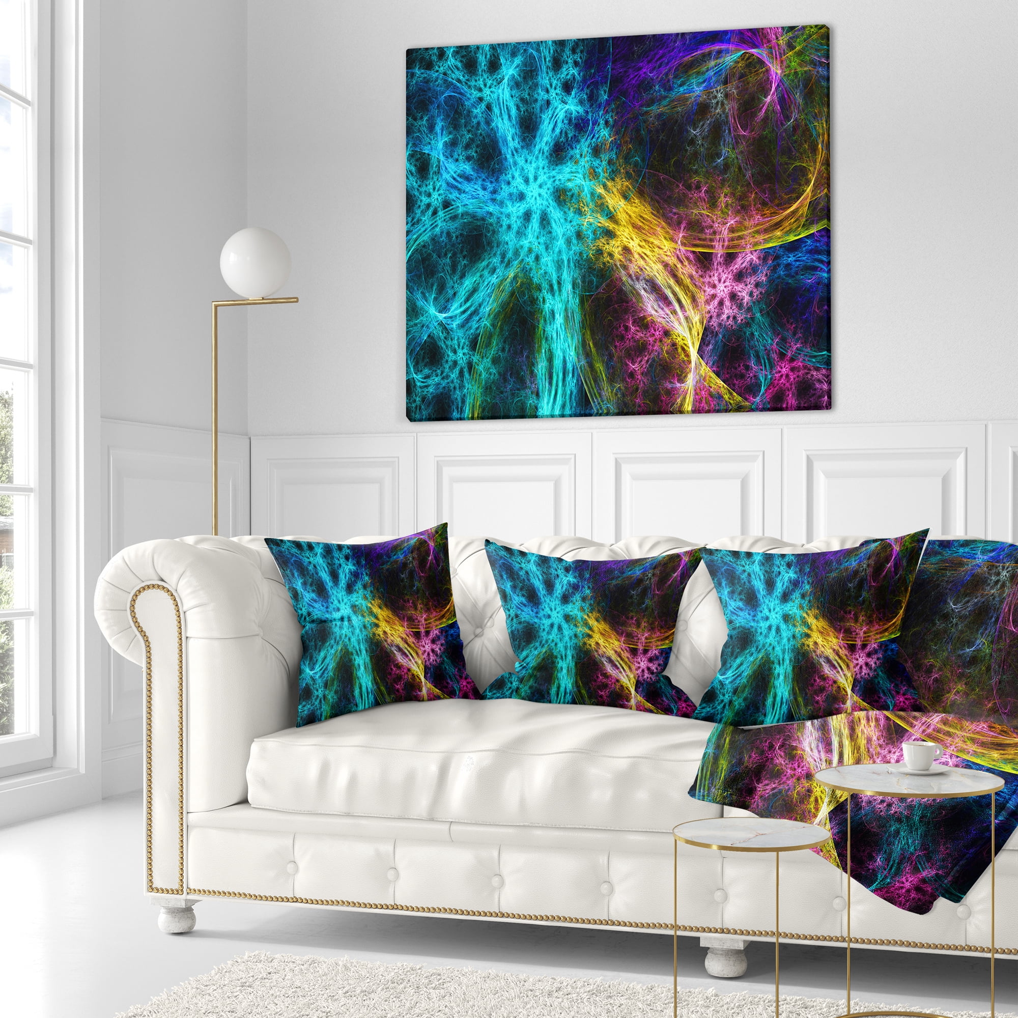 Designart Glowing Abstract Fireworks - Abstract Throw Pillow - 18x18