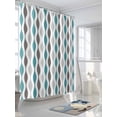 thumbnail image 3 of Cyan Turquoise Grey Shower Curtain, Medieval Print Waves Geometric Waterproof Shower Curtain Set with 12 Hooks Lightweight Washable Fabric Shower Curtains for Bathroom 72x78 Inches, 3 of 6