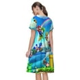 thumbnail image 7 of Lsque Mario Print Women's Casual Dress T-Shirt Summer Short Sleeve Scoop Neck Swing Dresses, 7 of 7
