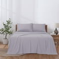 thumbnail image 3 of Modern Threads 3-Piece Solid Lilac Marble Microfiber Bed Sheet Set, Twin, 3 of 11