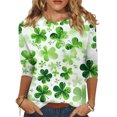thumbnail image 2 of St.patrick Day Plus Size Women T-Shirts 3/4 Sleeve Round Neck Lucky Irish Shamrock Printed Casual T-Shirt Funny Party St Patricks Day Holiday Shirts, 2 of 6