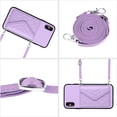 thumbnail image 5 of for iPhone X/XS Slim Case with Card Holders and Strap for Women, iPhone X/XS Phone Case Wallet PU Leather Kickstand RFID Blocking Flip Shockproof Wallet Case - Purple, 5 of 11