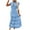 Blue, variant on Women Eyelet Dresses 2024 Summer V Neck Button Tie Short Sleeve Maxi Dress Solid Hollow Out Lace Crochet Tiered Solid Flowy Cocktail Dresse