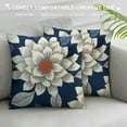thumbnail image 3 of PRATYUS Navy Blue Grey Dahlia Pillow Covers Summer Geometric Floral Decoative Throw Pillows Modern Geometry Flower Outdoor Farmhouse Cushion Cases for Sofa Couch Bed 24x24in, 3 of 5