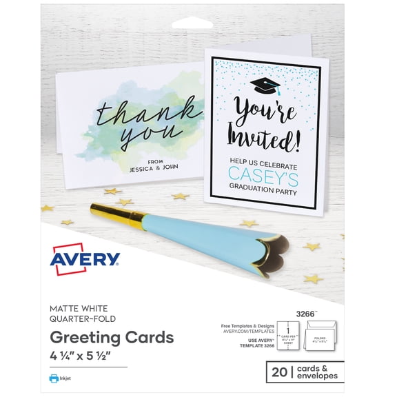 Avery Quarter-Fold Greeting Cards & Envelopes, 4.25" x 5.5" (3266)