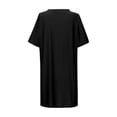 thumbnail image 4 of Vestido informal de verano de color liso para mujer - Vestido de playa holgado de manga corta y cuello redondo con bolsillos - Mezcla transpirable hasta la rodilla, 4 of 4
