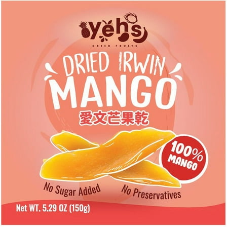 YEHs Dried Fruits: Dried Irwin Mango 150g - || No-Added Sugar || Soft and Chewy || Vacuum Sealed || Made in Taiwan ||