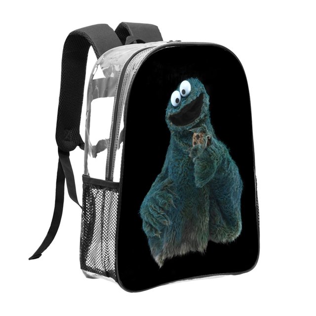 Monstruo de las Galletas Mochila transparente temática, resistente y duradera, bolsa see-through para trabajo, deporte, universidad y viaje, 31 × 43 cm