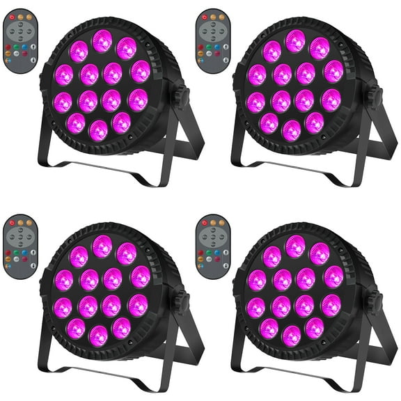 Stage Lights, 4 Pack LED Par Lights RGBW DJ Stage Lighting 14x6W Uplights for Events by Sound Activated and DMX Control for Wedding Church Live Show Disco Halloween Christmas Parties
