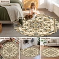 thumbnail image 6 of Boho Floral Large Area Rugs for Bedroom Living Room, Soft Non Slip Carpet Bedside Rug, Modern Abstract Ethnic Tribal Patterns Round Floor Cover Kitchen Accent Rug 3.3' for Dining Room/Office, 6 of 9