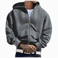 thumbnail image 3 of TOWED22 Mens Zip Up Hoodie Fleece Zipper Hooded Jacket Sweatshirt Lightweight with Pockets Long Sleeve Solid Color Drawstring Hoodies,Dark Gray,M, 3 of 9