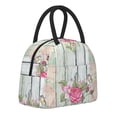 thumbnail image 2 of Vsdgher Insulated Lunch Bag Simple Bento Cooler Bag Lunch Tote Bag , Suitable for picnics, school, work (Vintage Wood with Floral Print ), 2 of 5