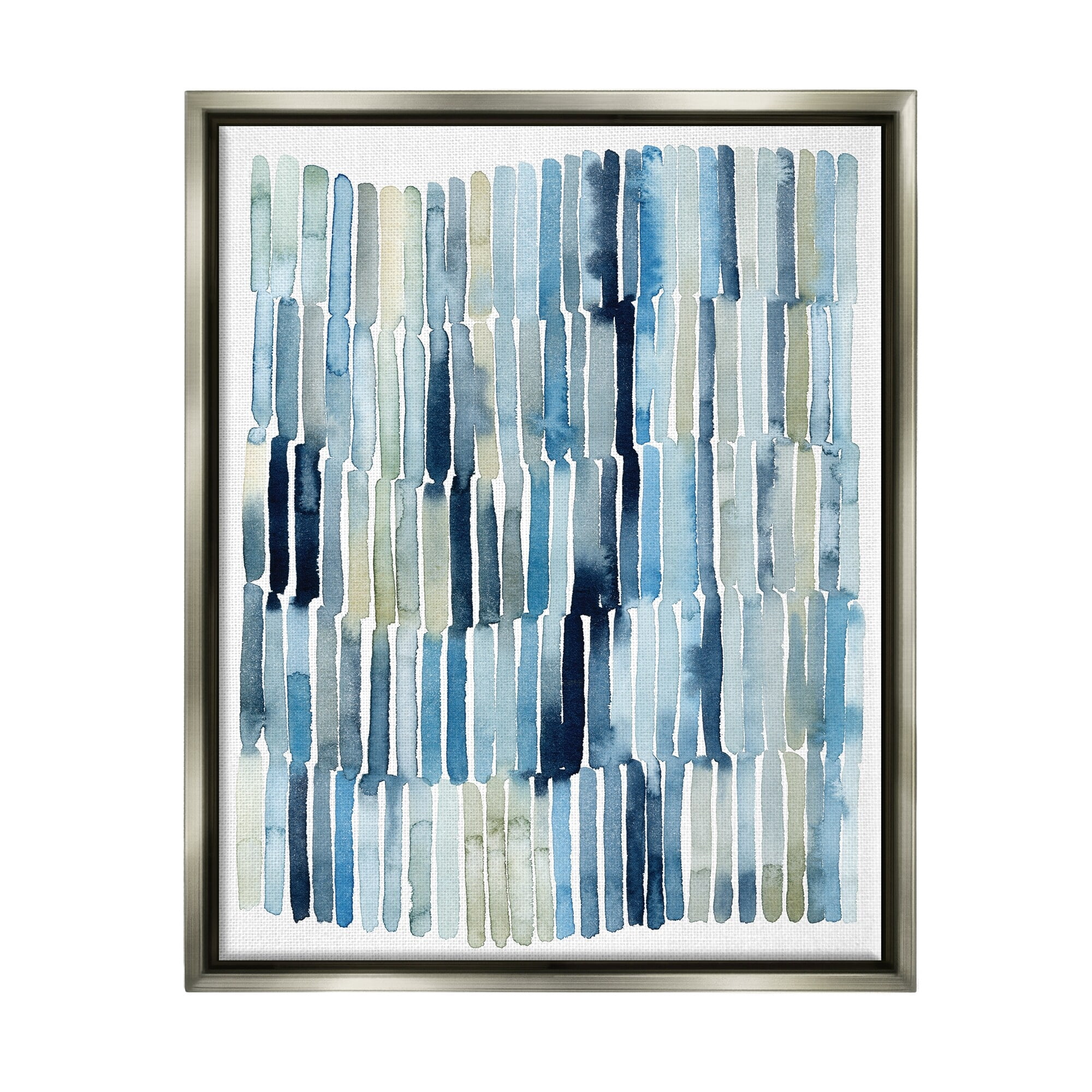 Stupell Industries Nautical Inspired Abstraction Blue Beige Blocked Lines Luster Gray Framed Floating Canvas Wall Art, 16x20, by Grace Popp