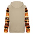 thumbnail image 4 of Penkiiy Men's Pocket Button Hooded Pullover Ethnic Western Cowboy Print Long Sleeve Sports Tops Hooded Sweatshirt 3XL Khaki, 4 of 4
