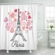 thumbnail image 1 of ABPHQTO Black Eifel Tower Paris Estallando con el día de San Valentín Corazones de amor rosados ​​y rojos Perfecto para viajes Juego de cortinas de ducha de baño impermeables blancas 165x180 cm, 1 of 2