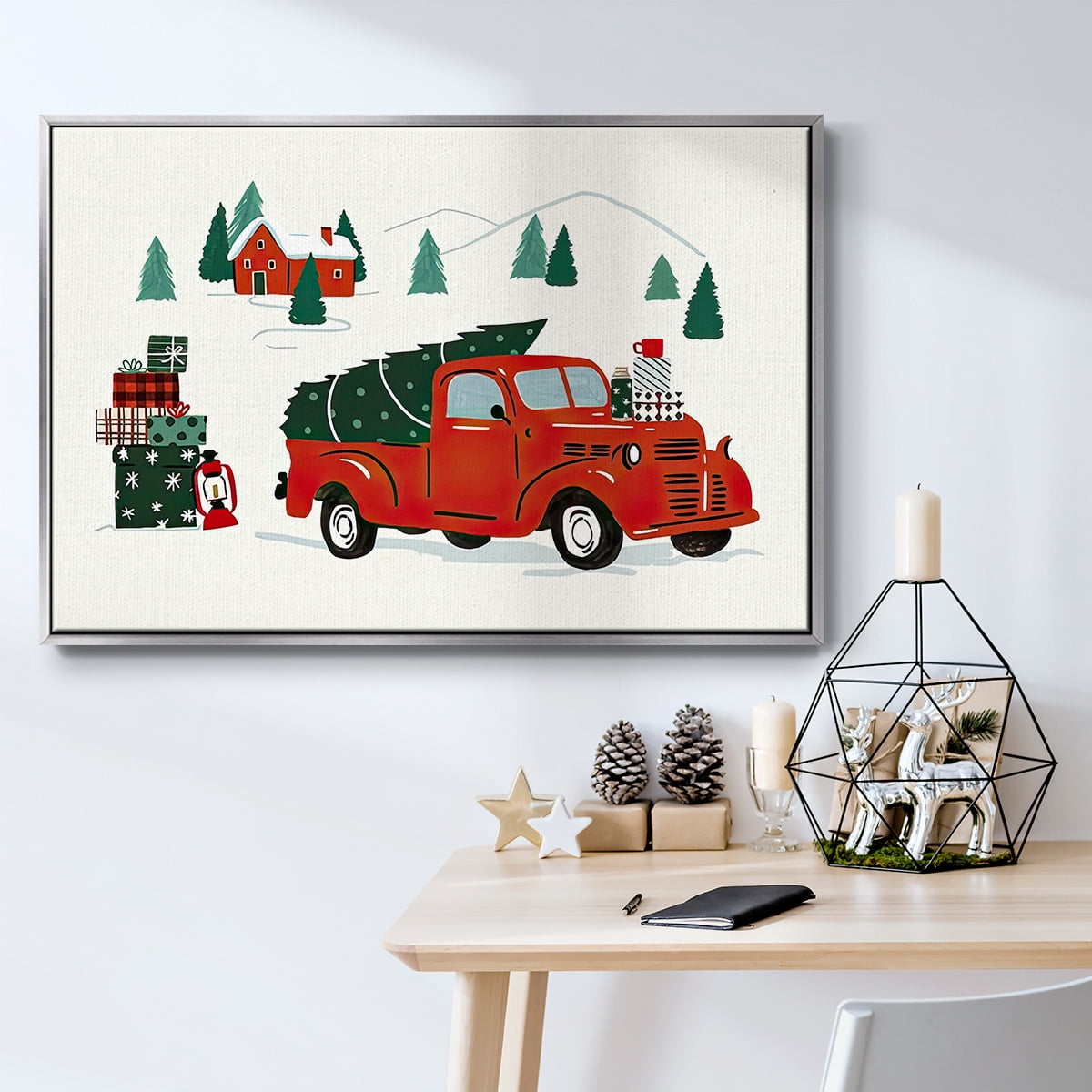 Going to Grandmas Collection A - Framed Gallery Wrapped Holiday Canvas - 17 x 25 - Silver Frame