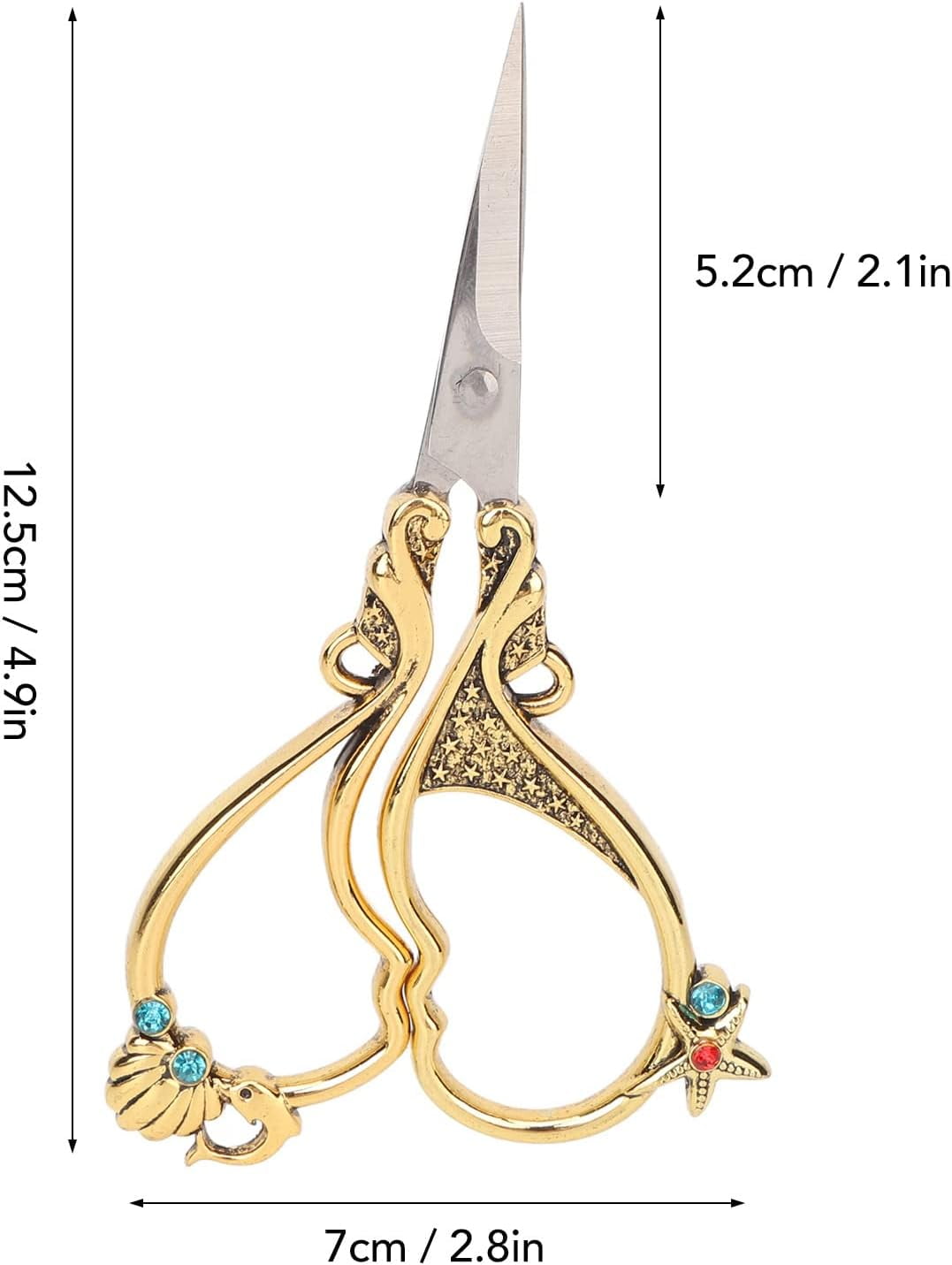 ABCISI Craft 4.9in Embroidery Scissors, Rustproof Stainless Steel Sewing Scissors, Vintage European Embroidery Scissors Sharp Blade, Lightweight Portable, Ideal for DIY Handicraft and Sewing