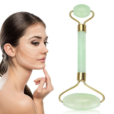 Facial Jade Roller - Natural Jade Roller Face Massager Roller w/ Natural Anti Aging Jade Stone Beauty Skincare Facial Tool Reduce Wrinkles Puffiness Rejuvenate Facial Skin Firming for Body Eyes