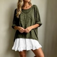 thumbnail image 6 of Puyaiuu Womens 2 Piece Outfit Oversized Roll Sleeve Top Ruffle Hem Mini Dress Casual Beach Matching Set Army Green L Gift, 6 of 7