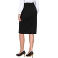 thumbnail image 3 of INSPIRE CHIC Tweed Pencil Skirt for Women High Waisted Midi Skirts Knee Length Button Decor Bodycon Office Work Skirts with Belt L Solid Black, 3 of 6