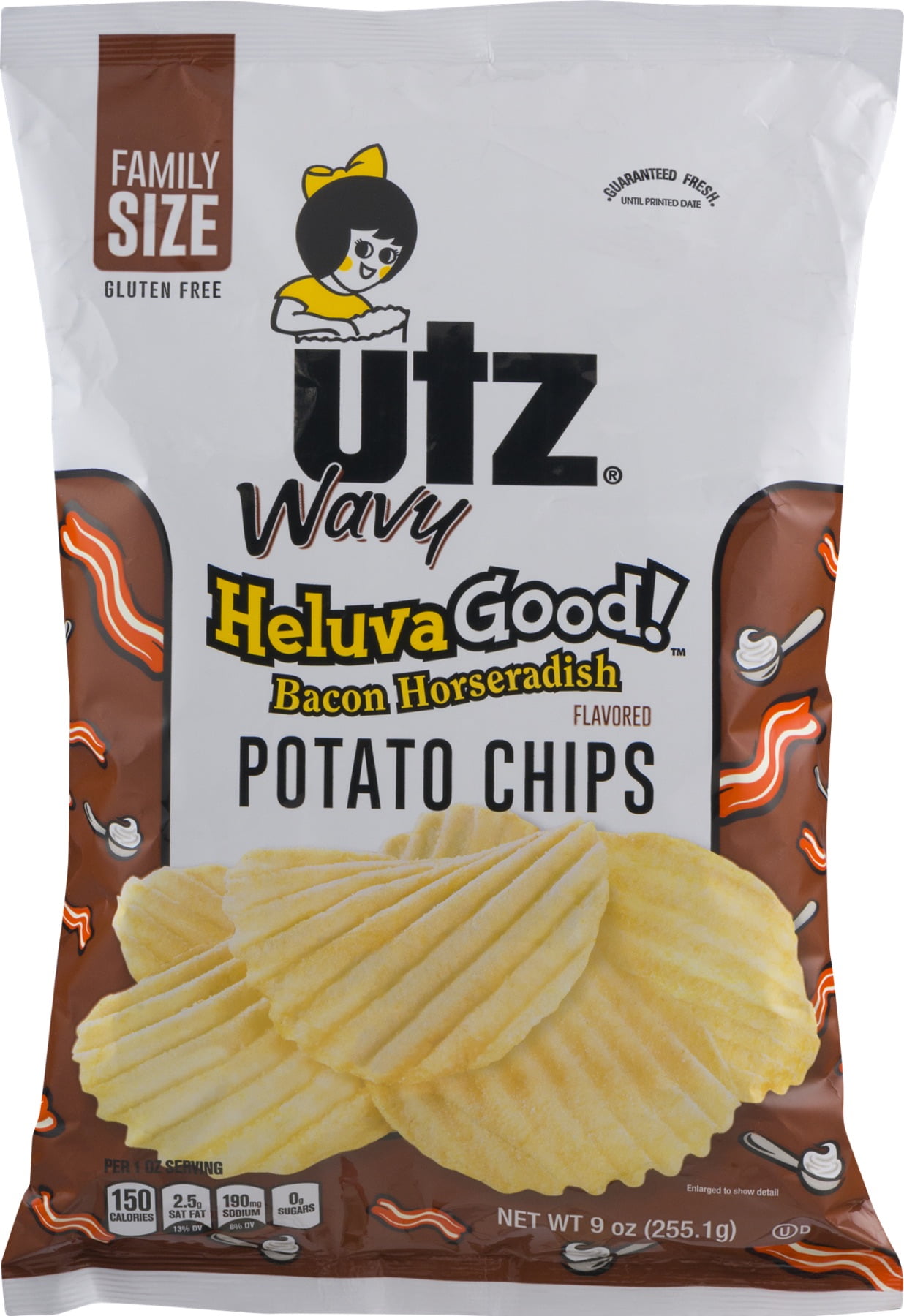 Utz Wavy Heluva Good! Bacon Horseradish Potato Chips 9 Oz. (3 Bags