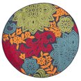 thumbnail image 4 of Oasis Modern Floral Navy and Aqua Polypropylene Indoor Outdoor Area Rug, 8'x8' Round, 4 of 6