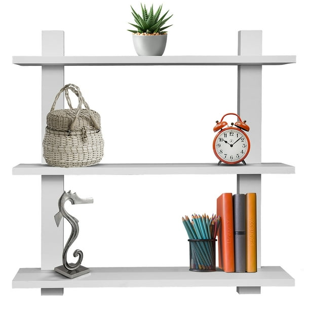 Sorbus 3 Tier Floating Shelves For Photos Decorative Itemuch More White Com - 3 Tier Wall Shelf White