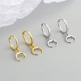 thumbnail image 1 of Pendientes colgantes para mujer, pendientes de aro pequeños con dije: estrella lunar, espiga, mal de ojo, plata de ley (2 piezas), 1 of 5