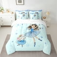 thumbnail image 2 of Homewish Dance Ballet Girl Bedding Comforter Set 7pcs for Kids Children,Bling Stars Snowflake Queen Bedding Sets Super Cozy,Graffiti Splash Queen Sheet Sets,Breathable Home Decor,Reversible, 2 of 8