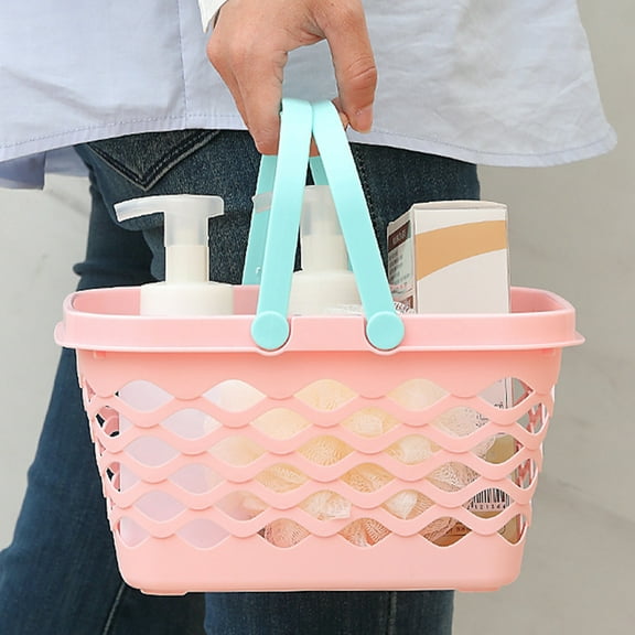 Usloyux Under $5 Mesh Storage Basket with Handle, Portable Bathroom Shower Caddy, Household Clutter Organizer for Toys Snacks, Lightweight Laundry Hamper for Home