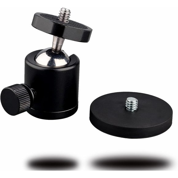 ERDS-24lb Magnetic Camera Mounting Base with 1/4 Mini Ball Head, Super Strong Rubber Coating Neodymium Magnet with 1/4‘‘-20 Male Thread Stand for Mobile Camera, Security Camera