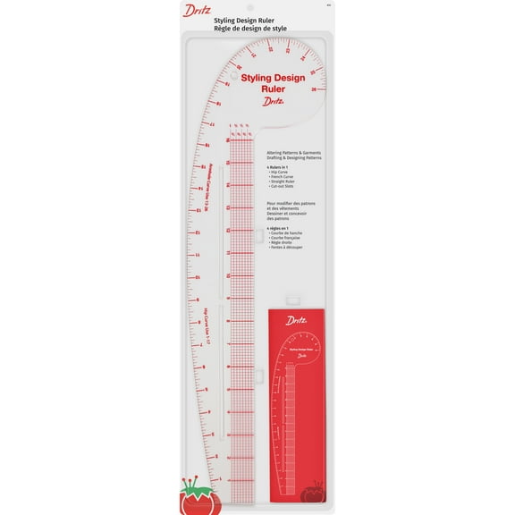 Dritz Styling Design Ruler, Curved and Straight Edge, Clear