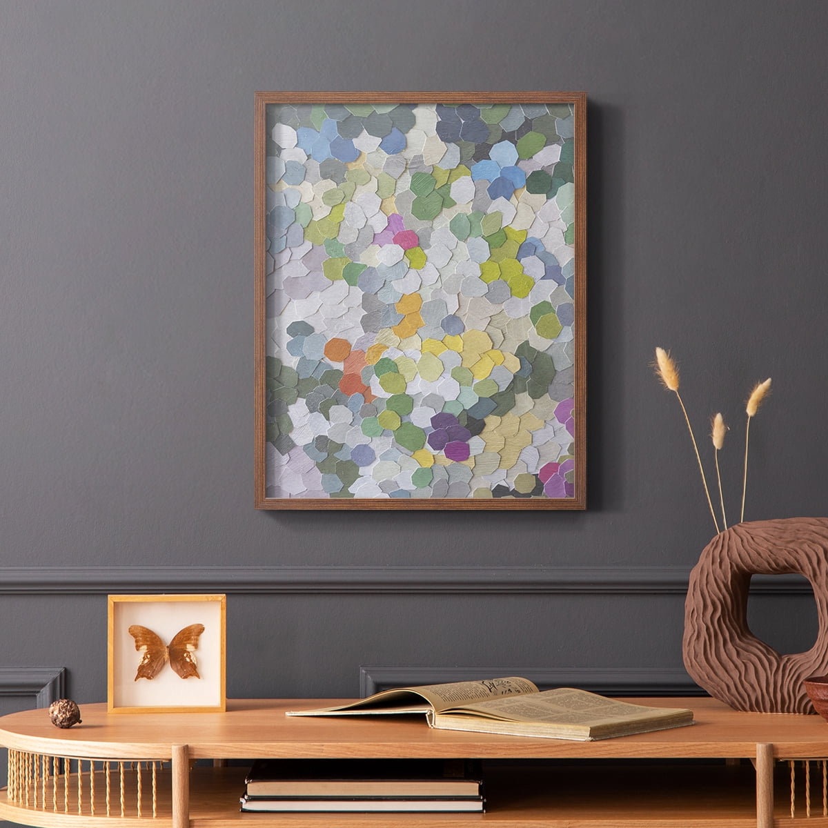 Canne Garden Framed Print in Brown Solid Wood Framed Print No Nail Hanging