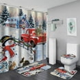 thumbnail image 1 of PATIO 4 Pieces Set 3D Digital Printing High-Density Merry Christmas Theme Pattern Shower Curtain Set Bathroom Floor Mat Base Mat Toilet Mat Home Holiday Decoration Bathroom Accessories Ch, 1 of 9