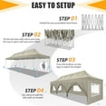thumbnail image 4 of COBIZI Canopy 10x30 Pop-up Heavy Duty Canopy Tent with 8 Removable Sidewalls,Party Tent for Weddings,Beaches,Outdoor Events,Commercial Seasonal Wind UV 50+& Waterproof&Sunburn Protection,Khaki, 4 of 12