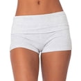 thumbnail image 2 of Only Moment Women Fold Over Mini Shorts Threadcloth Modal Ribbed Foldover Sleep Cheeky Ruched Cute Mini Cozy Lounge Sleepwear Bottom Light Ashy,M, 2 of 3