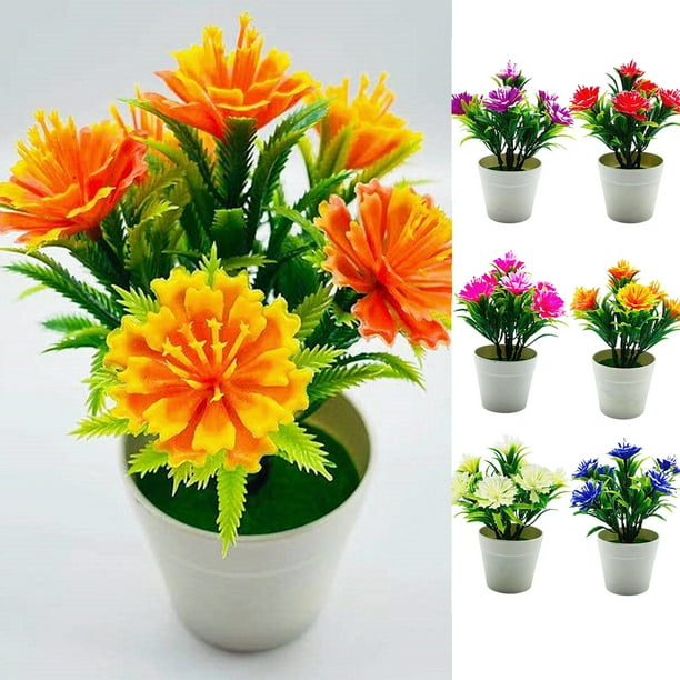 Travelwant Artificial Potted Flowers Small Faux Plants in Pot Fake