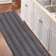 thumbnail image 1 of Bathroom Runner Area Chenille Rug Oversize Non-Slip Shag Kitchen Shower Bath Mat Extra Long Grey Striped Washable for Bathroom, Gray, Size 59" x 20", 1 of 4