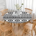 thumbnail image 3 of 44in Round Tablecloth with Elastic Edge, Waterproof Fitted Table Cover for 36-44" Tables, Boho Theme Polyester Reusable Table Cloths Wipe Clean for Picnic, Dining, Outdoor Use and Party Decor, 3 of 7