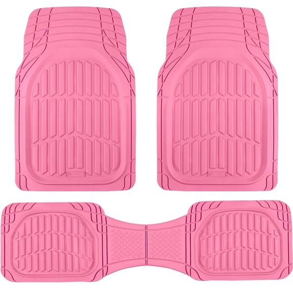 Universal Trim‑to‑Fit All‑Weather Car Floor Mats, Champagne Pink, Girly Cute Car Interior Decor Accessories, Compatible with Cars, Trucks and SUVs for Women Daily Vehicle Interior Decoration and Prot