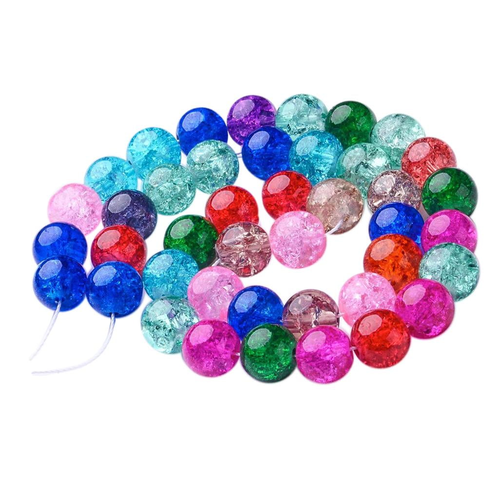 HILABEE 6x10mm Glass Crackle Beads Round Glass Beads for DIY Jewelry Making