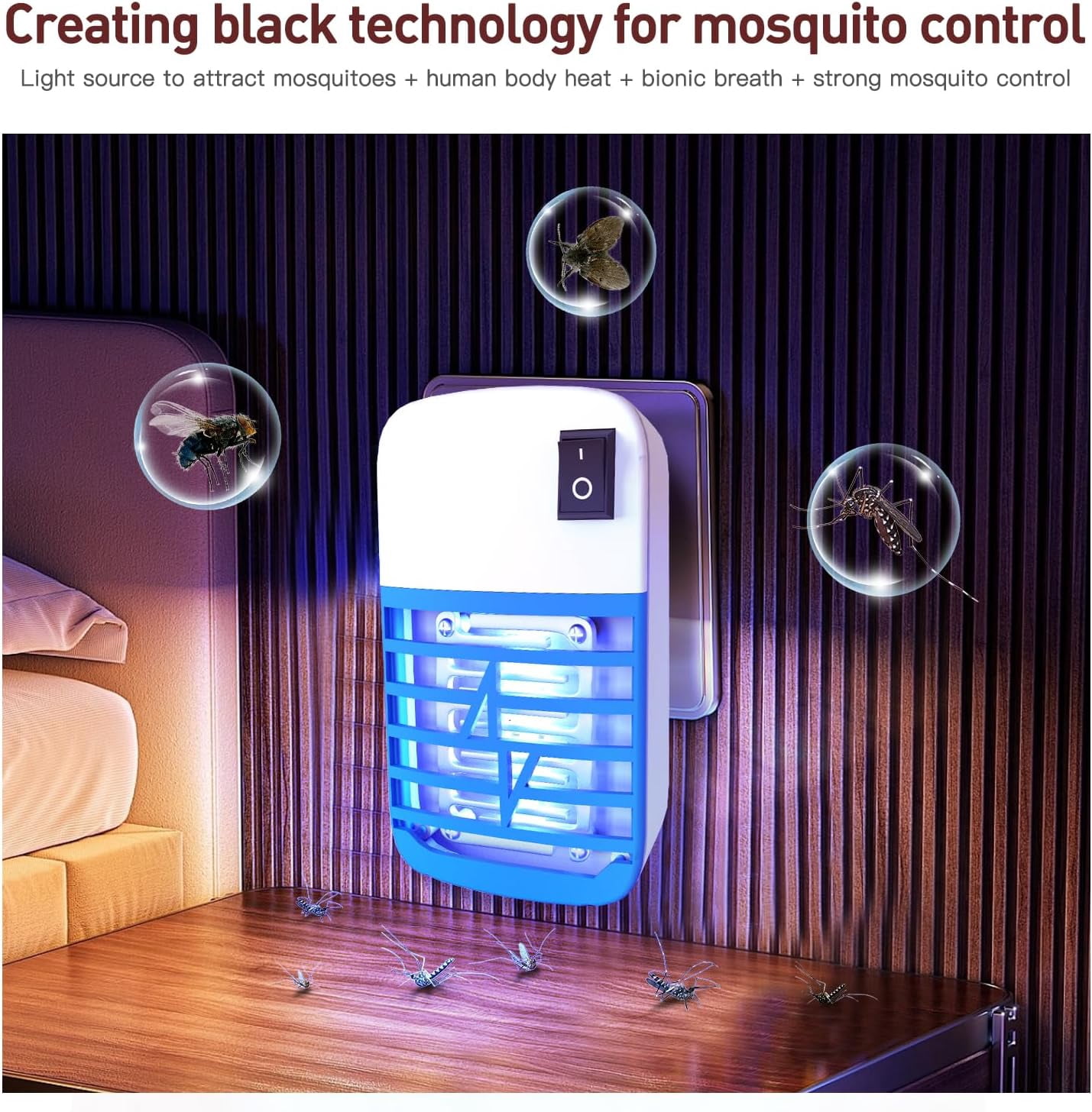 Bug Zapper Indoor,Fly Zapper for Indoors,Insect Traps for Indoors Mosquito Kiler,Mosquito Zapper with Blue Lights for Living Room, Home, Kitchen, Bedroom, Baby Room, Office
