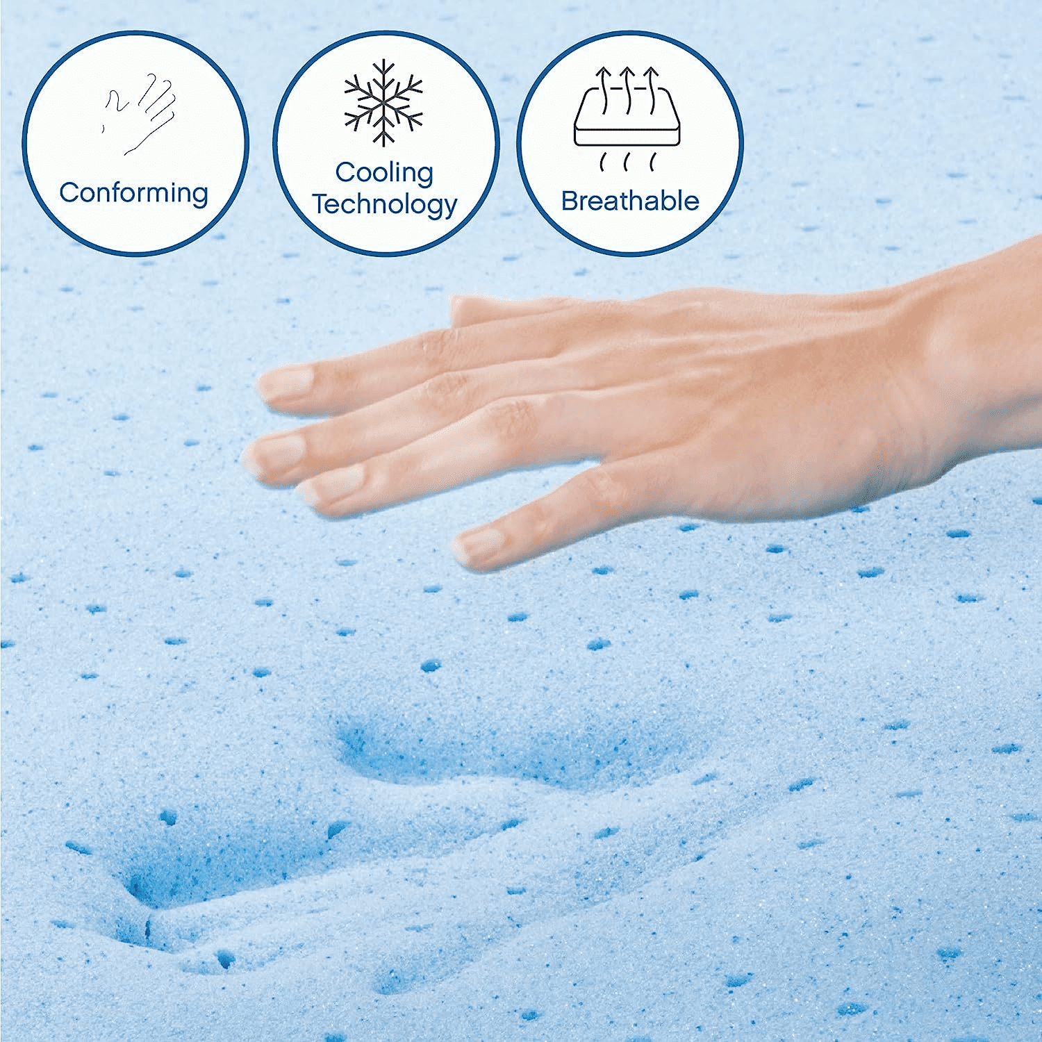 Pucloce 12" Hybrid Queen Mattress, Comfort Gel Memory Foam Innerspring Queen Size Mattress 12 inch, Mattress in a Box, White and Blue