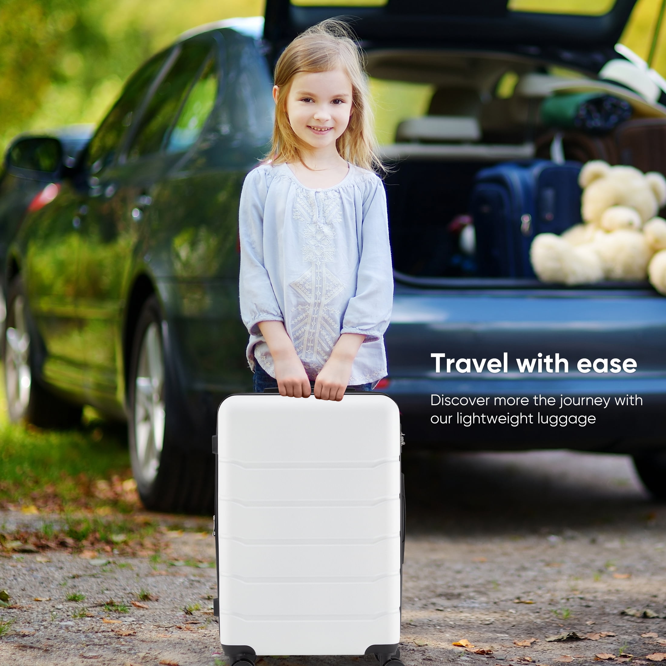 edx Hardside Carry on Luggage with Spinner Wheels, Hard Shell ABS Suitcase, 20Inch Lightweight Expandable Rolling Luggage, White  (图2) edx Hardside Carry on Luggage with Spinner Wheels, Hard Shell ABS Suitcase, 20Inch Lightweight Expandable Rolling Luggage, White  (图2)