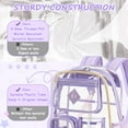 thumbnail image 4 of Sanmadrola Large Clear Backpack Heavy Duty Stadium Approved See Through Backpack Waterproof PVC Transparent Backpacks Clear Book Bag with Reinforced Strap for School Work Travel Festival, Purple, 4 of 9